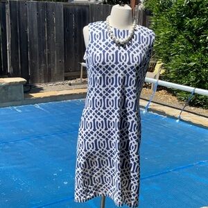 J. McLaughlin Blue and White Midi Dress